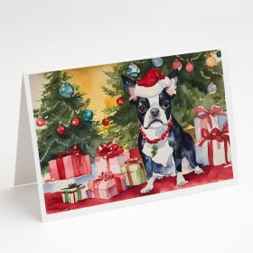 Boston Terrier Christmas Greeting Cards Pack of 8 Blank Cards with Envelopes Whimsical A7 Size 5x7 Blank Note Cards