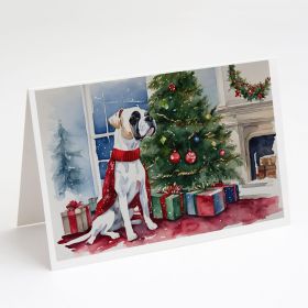 White Boxer Christmas Greeting Cards Pack of 8 Blank Cards with Envelopes Whimsical A7 Size 5x7 Blank Note Cards