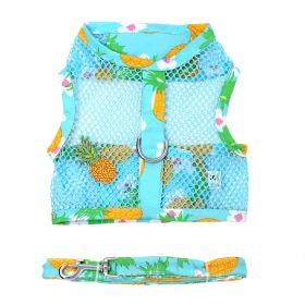 Cool Mesh Dog Harness with Leash (Color: Pineapple Luau, size: X-Small)