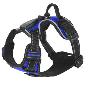 Light Up Dog Harness Rechargeable LED Dog Harness No Pull Lighted Dog Vest with Handle for Small/Medium/Large Dogs (Color: Dark Blue, size: M)