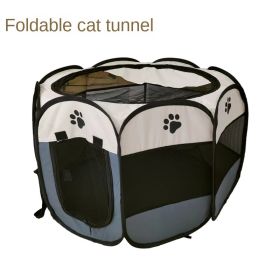 Oxford cloth folding pet tent cat kennel dog kennel cat delivery room indoor pet fence octagonal pet fence (Color: Rice pink (pink bottom), size: 90*90*58)