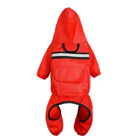 Dog Rain Coat, Pet Packable Waterproof Rain Jacket with Transparent Brim, Reflective Dog Rain Poncho, Pet Puppy Slicker Raincoat with Leash Hole (Color: Red)