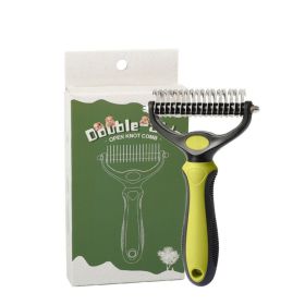 Pet Grooming Brush - Double Sided Shedding, Dematting Undercoat Rake For Dogs, Cats - Extra Wide Dog Grooming Brush, Dog Brush For Shedding, Cat Brush (Color: Green, size: L)