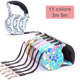 3m 5m Retractable Dog Leash 11 Colors Fashion Printed Puppy Auto Traction Rope Nylon Walking Leash for Small Dogs Cats Pet Leads (Color: color 9, size: 5M)