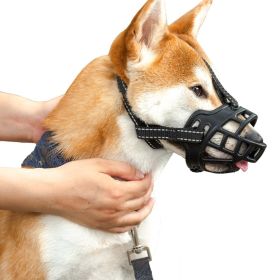 Dog Muzzle Dogs; Prevents Chewing and Biting; Basket Allows Panting and Drinking-Comfortable; Humane; Adjustable; With light reflection (Color: Reflective Black, size: No. 2)