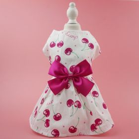 Summer Dog Dress; Pet Clothes With Bow Floral Pattern; Dog Skirt For Small & Medium Dogs (Color: Dark Pink, size: XL)