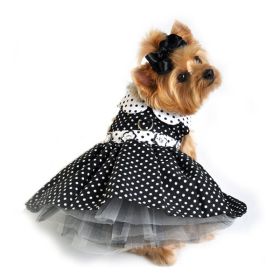 Polka Dot Dog Dress (Color: Black and White, size: large)