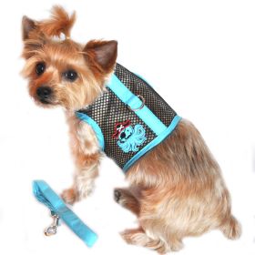 Cool Mesh Dog Harness Under the Sea Collection (Color: Pirate Octopus Blue and Black, size: medium)