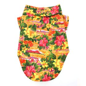 Hawaiian Camp Shirt (Color: Sunset Hibiscus, size: X-Large)