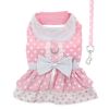 Polka Dot and Lace Dog Dress Set with Leash