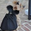 Black Wool  Dog Coat Harness  Fur Collar with Matching Leash